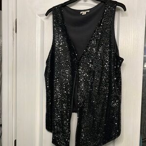 Chico's Sparkling Black Sequin Top